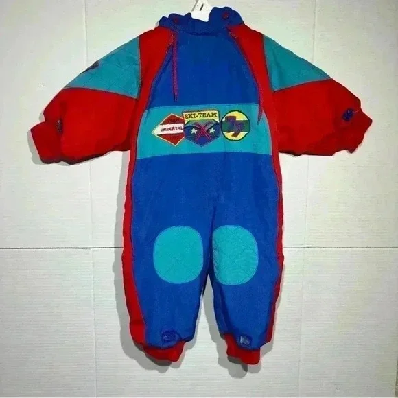 VTG 80s Happy Kids Full Body Snow Suit Size 12 Months - Picture 1 of 9